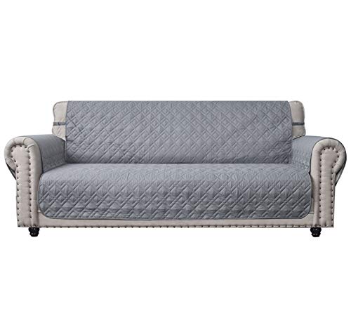 "Ameritex Couch Sofa Slipcover 100% Waterproof Nonslip Quilted Furniture Protector Slipcover for Dogs, Children, Pets Sofa Slipcover Machine Washable (Light Grey, 68"")"