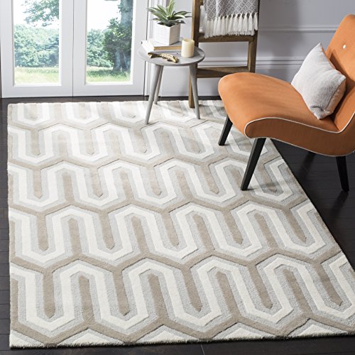 Safavieh Modern Indoor Hand Tufted Rectangle Area Rug, Cambridge Collection, CAM351, in Light Blue / Grey, 91 X 152 cm for Living Room, Bedroom or Any Indoor Space