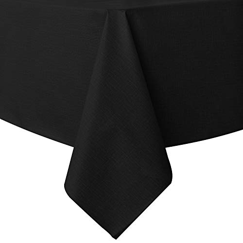 sancua Waterproof Rectangle Vinyl Tablecloth Table Cloth 60x102 Inch, Black - 100% Oil Spill Proof, PVC Material, Wipe Clean Table Cover for Dining Tables, Buffet Parties and Camping