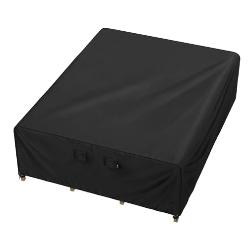 iBirdie Outdoor Patio Furniture Covers Waterproof Weatherproof Rectangular Table Cover 128L x 84W x 28H inch - Heavy Duty 600D for Outside Dining Table and Chairs