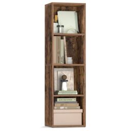 VASAGLE Collection - Bookshelf, 4-Tier Cube Bookcase, Storage Shelving Unit, Display Shelf, Open Compartments, 24 x 30 x 106 cm, Living Room, Home Office, Bedroom, Rustic Brown CUSTOS LBC434K01