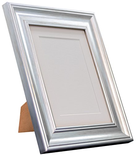 FRAMES BY POST Scandi Vintage Picture Photo Frame, Recycled Plastic, Silver with White Mount, 20 x 20 Inch Image Size 40 x 40 cm