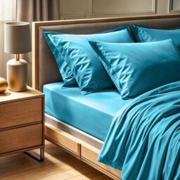 Premium Ranforce Double Fitted Sheet (140 x 190 + 30 cm) - 100% Cotton, 155 Thread Count, Turquoise - Machine Washable at 30°C - Soft & Durable
