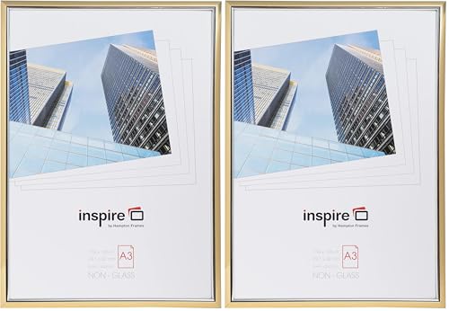 Hampton Frames EASY LOADER Poster Certificate Photo Frame Acrylic (Non Glass) Gold A3 (30x42cm) EASA3GDP (Pack of 2)