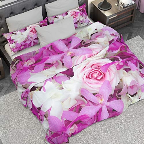 PETTI Artigiani Italiani Duvet Cover, Bedding Set, Satin, 100% Made in Italy, Lilac Flowers, Single (150x200 cm)