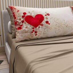 PETTI Artigiani Italiani - Double Bed Sheets Cotton with Pillowcases in Digital Print, Double Bed Sheet 338 Pattern, Taupe, 100% Made in Italy