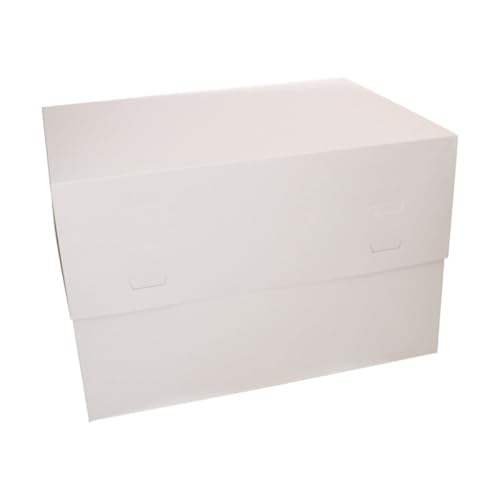 Wilton Cake Box Adjustable Height - Square Cardboard Cake Box with Lid for Transporting Wedding and Tiered Cakes - 40x30 cm - Height 20-28 cm