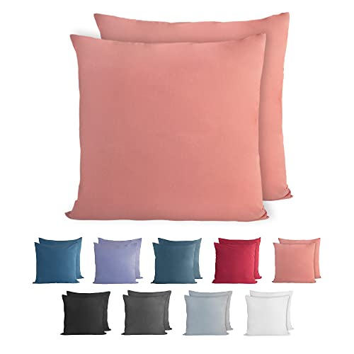 Komfortec 100% cotton cushion covers, set of 2, 80 x 80 cm, super soft premium jersey pillowcase, 150 g/m², cushion cover, powder colour
