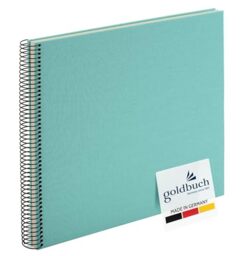 goldbuch Bella Vista 25 607 Spiral Photo Album 35 x 30 x 1.5 cm Diameter 2.8 cm Photo Album 40 White Pages Linen Photo Book for Pictures and Photos for Glue-In Aqua