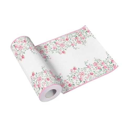 PAW Linen Feel Table Runner 40 cm x 24 m - Pink Season - Cloth-like Airlaid paper, Absorbent and tear-resistant, Pre-cut 120 cm, Perfect for wedding, communion and christening table