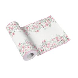 PAW Linen Feel Table Runner 40 cm x 24 m - Pink Season - Cloth-like Airlaid paper, Absorbent and tear-resistant, Pre-cut 120 cm, Perfect for wedding, communion and christening table