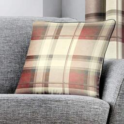 Fusion - Balmoral Check - 100% Cotton Filled Cushion - 43x43 cm in Blush