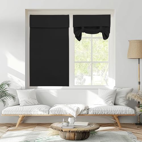 Vatge Black French Door Curtains, 30 Inch Length Room Darkening Curtains for Glass Door,Tricia Door Curtain Privacy Blackout for Bedroom Decor, 1 Panel, W30 x L40, Black