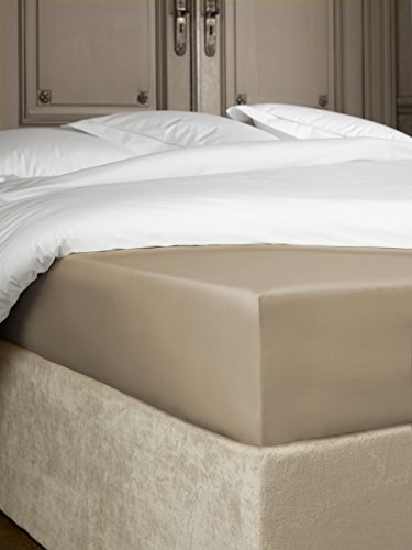 De Witte Lietaer Bumblebee Luxury Percale Cotton Fitted Sheet, Cotton, Vison Taupe, 70 x 200 x 30 cm