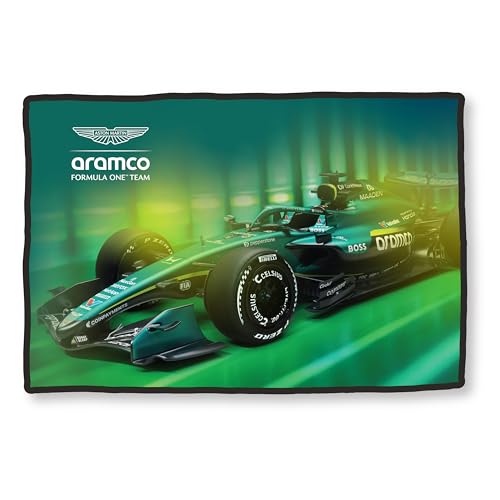 Aston Martin Officially Licenced F1 Fleece Blanket - Super Soft Warm Fleece With Sherpa Back - Green Wings Design - Perfect For Home, Bedroom, Sleepovers & Camping - 120 x 150 cm
