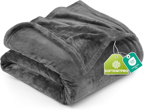 Utopia Bedding Grey Fleece Blanket [Full - 228 x 213 cm] Soft Cosy fluffy 300 GSM Blankets for Bed, Sofa & Couches