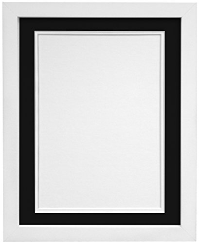 H7 White Picture Photo Frame With Black and White Double Mount A2 for Pic Size A3 (Plastic Glass)