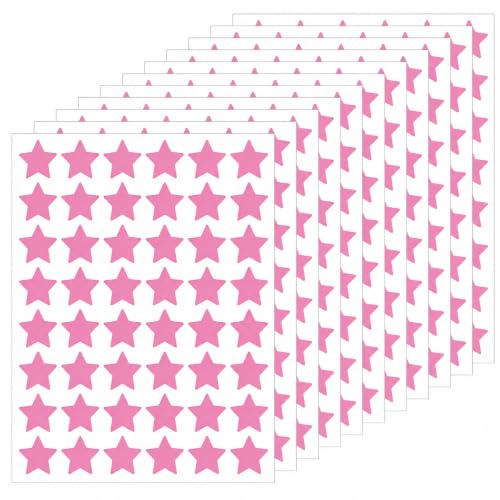 480Pcs Star Stickers, 20mm Colors Mini Stars Stickers 10 Sheets, Pink - Colorful Star Reward Sticker, Small Stickers for Children Teachers Art Scrapbooking & DIY Greeting Cards