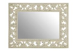 Premier Housewares Rectangular Wall Mirror/Classic Mirrors For Bathroom/Bedroom/Garden Walls Fancy Wall Mounted Mirrors For Hallway With Cream Carved Frame Finish W81 X D6 X H106cm.
