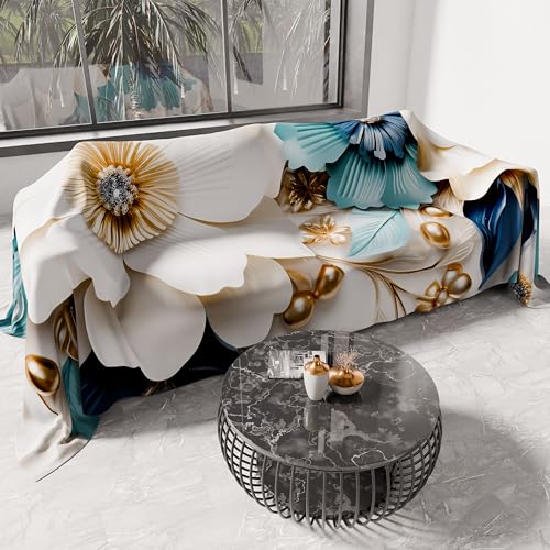 PETTI Artigiani Italiani - Spring-Summer Double Bed Bedspread Lightweight Blanket Double Bed Sheet Floral 05-19 100% Made in Italy