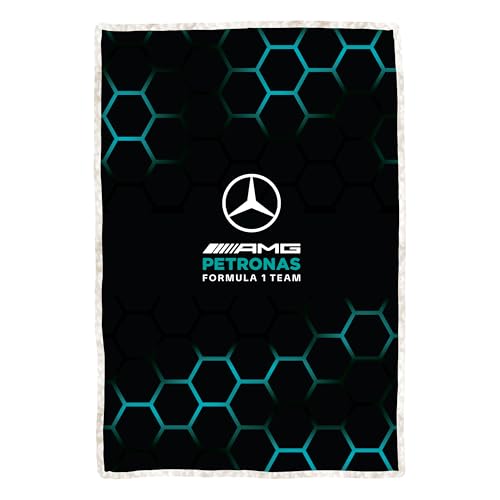 Mercedes AMG Petronas Official Fleece Blanket - Super Soft Warm Throw with Sherpa Reverse, Jets Design - Perfect For Home, Bedroom, Sleepovers & Camping - Size 120 x 150cm