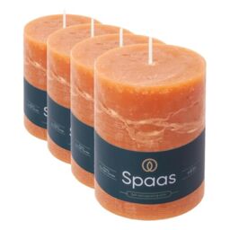 Spaas Rustic Pillar Candle 80/110 mm 65h, Orange (Pack of 4)