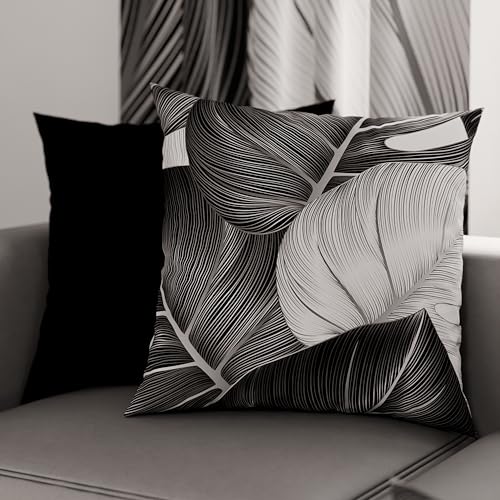 PETTI Artigiani Italiani - Pair of Pillow Cases 30 x 30 cm in Microfibre, Cushions for Bedroom Furniture, Sofa, Living Room, Set of 2 Cushion Covers, Tropical Black A Pillowcase, 100% Made in Italy