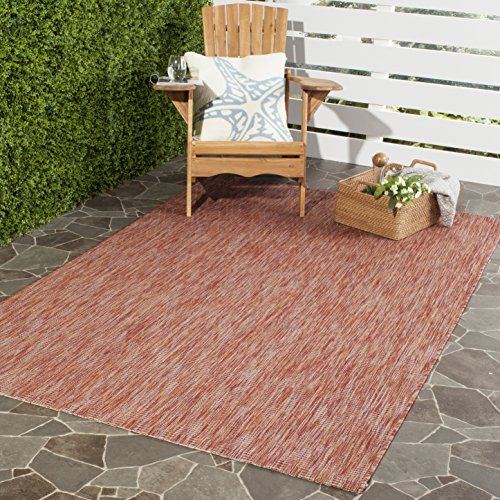 Safavieh Contemporary Indoor/Outdoor Woven Rectangle Area Rug, Courtyard Collection, CY8522, in Red / Red, 122 X 170 cm for Garden, Patio or Any Outdoor Space