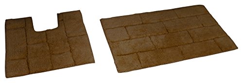 Rapport Tile Bath and Pedestal Mat Set, Cotton, Chocolate,80 x 50 x 2 cm