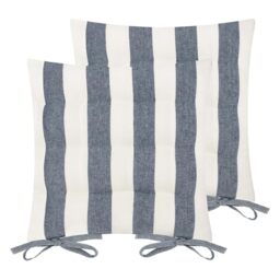 Yard Hayle 2 Pack Striped Cotton 2 Pack Seat Pads (Navy, 40 x 40 cm)