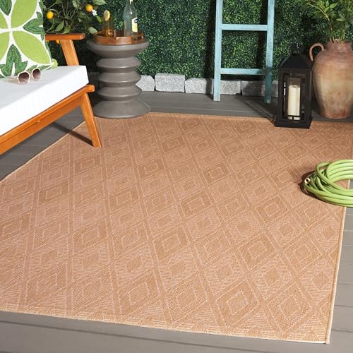 Safavieh Contemporary Indoor/Outdoor Woven Rectangle Area Rug, Courtyard Collection, CY8522, in Natural / Natural, 160 X 231 cm for Garden, Patio or Any Outdoor Space