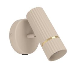 Eglo Indoor wall lamp Caminia, wall Light with swivelling Spotlight, wall spot with Switch, Bedroom Lighting, Metal in Beige and Gold, GU10 Bulb, Warm White