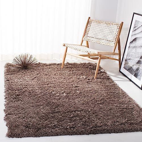 Safavieh Shaggy Indoor Woven Rectangle Area Rug, Paris Shag Collection, SG511, in Sable, 91 X 152 cm for Living Room, Bedroom or Any Indoor Space