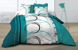 Le linge de Jules Duvet Cover 220x240 cm + 2 taies Freewheel Pure Cotton 57 Thread Count Turquoise