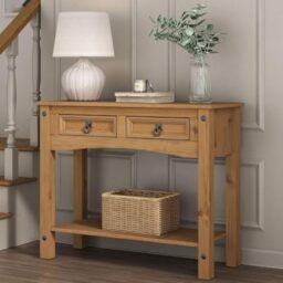 Corona Console Table 2 Drawer Hall End Mexican Solid Pine