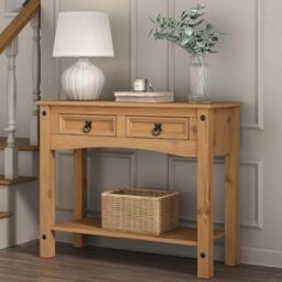 Corona Console Table 2 Drawer Hall End Mexican Solid Pine