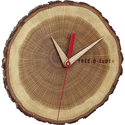 TFA Dostmann Tree-O-Clock 60.3046.08 Oak Wall Clock Movement Handmade in the EU, Unique Oiled, Oak, Brown, L242 x W42 x H234 mm