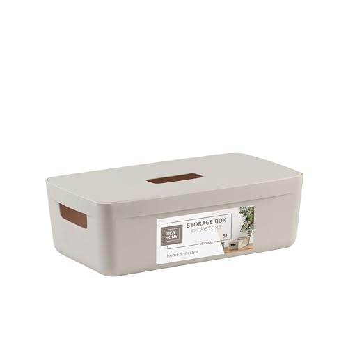 IDEA HOME Plastic Storage Box with Lid - Storage Boxes - Storage Organiser - Really Useful Boxes for Storing Various Items in the Living Room, Bedroom or Bathroom, 5L