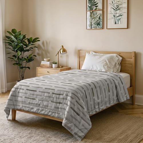 Karma Line Summer Quilt Made in Italy Printed Soft Microfibre Bedspread - Spring Summer Mid-Season Quilt - Fun Taupe, Single 160 x 240 cm