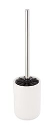 Allstar Olinda Toilet Brush Holder in Frosted Finish Ceramic with Black Toilet Brush Holder Diameter 9.5 x Depth 40 cm White