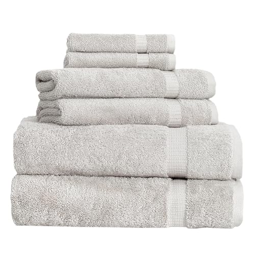 BERIBO Turkish Towel Set 100% Cotton (Comfort) 6 Pieces, 620gsm (Taupe)