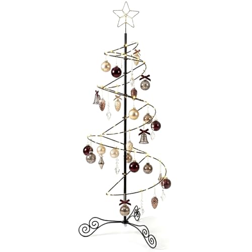 HOHIYA 3.3 FT Metal Spiral Christmas Tree Alternative Ornament Display Stand for Small Spaces Wrought Iron Hanging Tree with Hooks for Holiday Halloween Seasonal Decorations Gift Idea Black