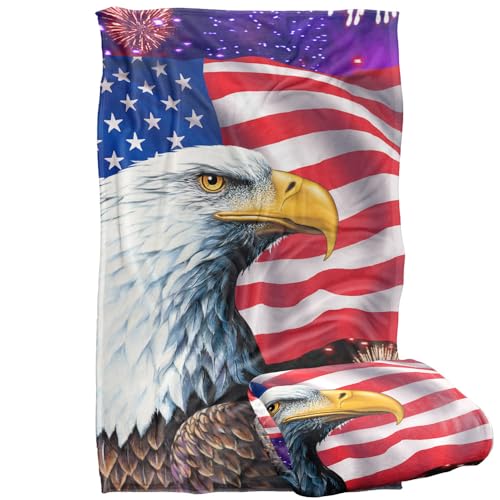 Jq Licensing - Royce Mcclure Rockets Red Glare American Flag Eagle Silky Touch Super Soft Throw Blanket 91 x 147 Cm