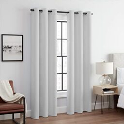 Eclipse Andover Solid Tripleweave Thermal Blackout Grommet Curtains for Bedroom (2 Panels), 42 x 63 in, Silver White