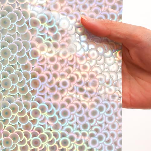 Ga-Geetopia Holographic 3D EVA Shower Curtain Liner Circle, 72x72 Premium Medium Weight Clear Plastic Bathroom Shower Curtain with Rustproof Metal Grommets for Shower Stall, Bathtubs