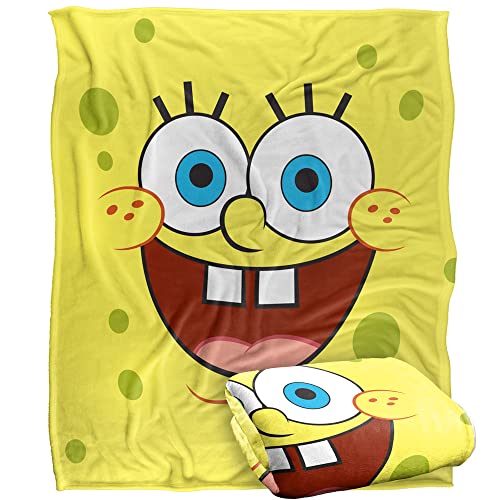Spongebob Goofy Smile Face Silky Touch Super Soft Throw Blanket 152 X 127 cm, White
