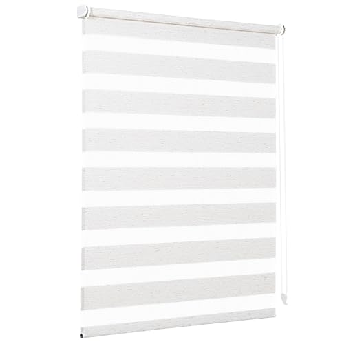 Sekey Double Roller Blind Klemmfix No Drilling for Windows Double Roller Blind 80 cm Wide Duo Roller Blind Sun Protection 80 x 100 cm Linen