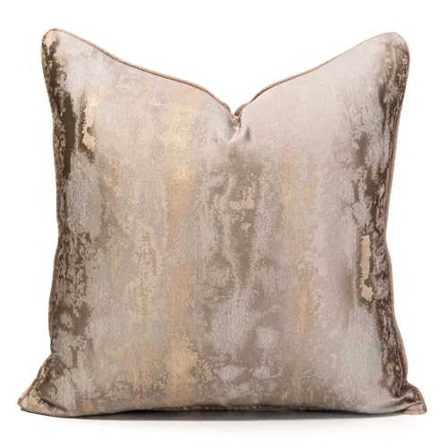 "vctops Gold Decorative Luxurious Throw Pillow Covers Jacquard Square Cushion Cases Pillowcase for Bed Sofa Couch Chair Car Home Decor (Gold E,18""x18"")"