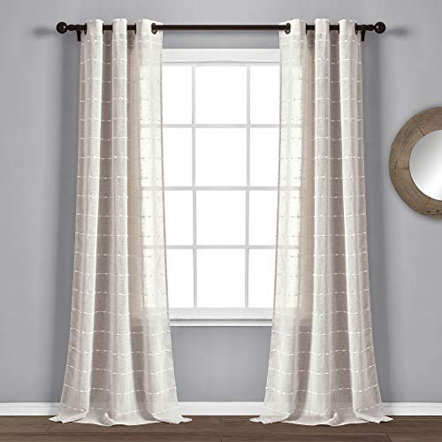 "Lush Decor Window Curtain Set (84"" x 38""), Polyester, Beige, 38"" W x 84"" L (Pack of 1)"