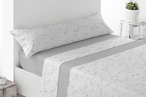 Miracle Home. Valverde Bed Sheet Set, 3-Piece Set, Fitted Sheet, Top Sheet and Pillowcase, Anti-Peeling, 50% Cotton-50% Brushed Microfibre, Beige, 105 x 200 cm, 105 cm Bed